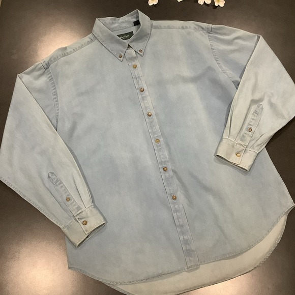 MacCluer Other - MacCluer Chambray Button Down Shirt 100% Cotton Faded Ombré Light Blue Denim